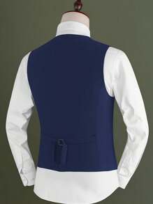 New Men's Slim Fit Suit Vest Korean Style Business Casual Waistcoat Groomsmen Formal Dress Vest