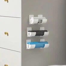 1/2/3 piezas de estantes de almacenamiento de cocina que no requieren perforación, estantes de almacenamiento multifuncionales, distancias ajustables, soportes de almacenamiento para el costado del refrigerador, estantes de almacenamiento para plástico envolvente, bolsas de basura, aptos para los lados del refrigerador, armarios y soportes para paraguas. - Multicolor - Ver 3