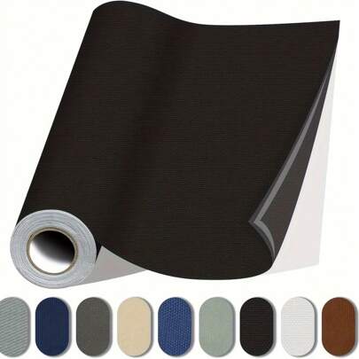 3.28英尺自粘式织物修补片，1片装，多色超细纤维和亚麻材质，强力粘胶，适用于沙发、汽车座椅、手提包、外套、枕头、门窗、桌子、橱柜、包袋等，室内外DIY修补套装，多种颜色可选