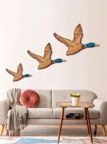 3pcs/Set Wooden Duck Wall Art, Flying Bird Decor, Carved Wooden Duck Wall Art, Suitable For Living Room, Bedroom, Office Home Decor Best Gifts Birthday Graduation