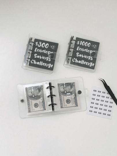 1pc Simple Portable Budget Challenge Binder, Travel Budget Binder. Wise Black Portable Budget Challenge Binder, S150, S300, S500, S1000 Budget Binder With Cash Envelopes (25 Pages), Savings Challenge Book, Saves Money And Cash Challenge Notepad, Deposit Fund Cash Notebook