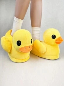 Divertidas zapatillas de pato, suaves y cómodas, zapatillas de casa lindas y peludas, calientes, antideslizantes, zapatillas de animales, zapatos de interior, regalos de cumpleaños y Navidad - Amarillo - Ver 6