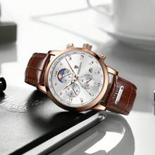 LIGE Men's Watch Luxury Sports Quartz Watch Chronograph Watch For Men Men Men Gift - Brown - View 4