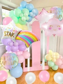 1/11 Stück Regenbogen Wolke Ballon Set, leuchtend rosa & weiße Regenbogen Wolke Party Dekoration, Boho Regenbogen Wolke Girlande, Geburtstags Party Zubehör, Babyparty, Themen Party, Makronen Geburtstag, Geschlechtsoffenbarung, Wolke Geburtstag Dekoration