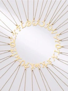 3 Stücke Frauen minimalistisches 18K Goldplattiertes Edelstahl Buchstabe Ohrringe & Halsketten Schmuckset