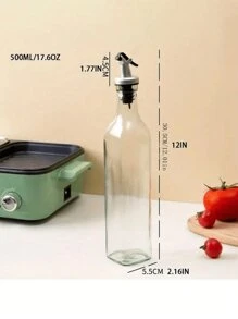 1pc Home Glass Oil Dispenser Bottle, Vinegar Liquid Seasoning Storage Container, Suitable For Cooking, Baking, Salad, Grilling, Kitchen Oil Dispenser Storage Container, Kitchen Utensils