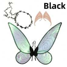 Neues Schmetterlingsflügel-Set, Requisiten für die Feiertagsperformance, Halloween-Engel, Feenohren, Prinzessinnen-Feenparty, Verkleidung, schillernde Feenflügel, Bühnen-Requisiten-Set für die Feiertagsparty von Kindern