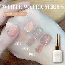 Miss Comoy 15ml Centenas de Verniz para Unhas Transparente Cor de Gelo Branco Aberto, Nova Cor Nude Quente e Popular para Ambiente de Trabalho Diário, Cor Branca de Gelatina Transparente, Cola para Unhas DIY Salão de Beleza Comumente Usada