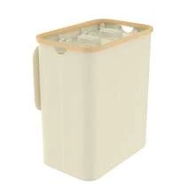 YARDIN Wäschekorb 3 Fächer, 140L Faltbare Wäschetruhe,Wäschesammler mit Deckel für Badezimmer und Schlafzimmer, Robuster Korb mit Tragegriffen, 3 Waschbarem Wäschesack (Grau/Beige/Schwarz) - Beige - Übersicht 6