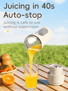 RAF 1pc 450ml Wireless Portable Blender Electric Juicer Machine, USB Rechargeable Mini Fruit Juicer Mixer With 12 Blades And Dual Cup