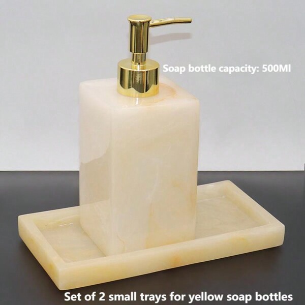 Deluxe 2pcs Bathroom Vanity Set Includes 500ml Lotion Bottle & Flat Tray, Suitable For Storing Liquid Hand Soap, Shampoo, Lotion & Small Decor Items Back To School