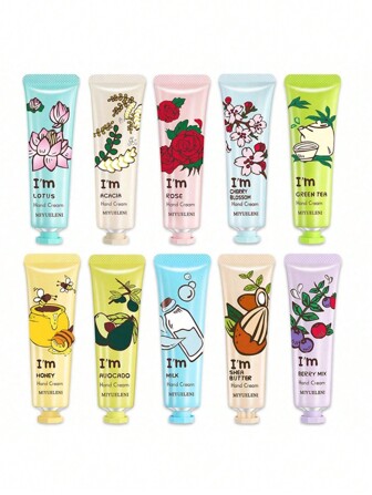 10包女士护手霜礼品套装，适用于干裂双手的护手霜，保湿护手霜礼品套装，旅行装散装护手霜，适合妈妈、女儿、妻子和奶奶使用的护手霜。适合日常使用、母亲节礼物、女士礼物、节日礼物