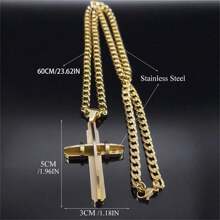 1pc Stainless Steel Cross Pendant Necklace, Suitable For Men's Everyday Wear, Perfect Gift For Father's Day, Family & Friends