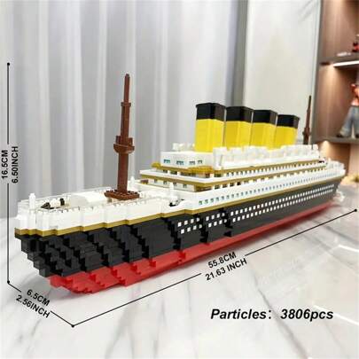 3,806pcs Cruise Ship Shaped Building Block Challenge Set - Educational Toy, Suitable For Boys & Girls, Improve Hand-Eye Coordination, Multi-Color ABS Material, Birthday Gift