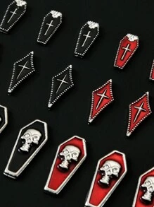 5Pcs Metal Grave Stone, Nail Art Jewelry Decor, Cross, Skull, Rhombus, Diy Classic Unique Creative Accessories Nail Supplies Nails Nail Charms Nail Gems