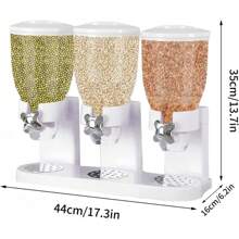 Triple Food Dispenser - 3 Cup Cereal Storage Easy To Use Dry Food Dispenser Perfect As A Candy, Nuts, Rice, Granola, Cereal Dispenser & More - Preserving Freshness For Fun, Easy Serving. - multicolour - View 5