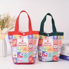 Santa Claus Gift Christmas Handbag, Red/Green Christmas Gift Bag With Button, Merry Christmas Treat Bag, New Year's Gift