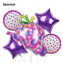 1 Set de decoración de globos con diseño de frutas, que incluye globos de aluminio con forma de fresa, naranja, plátano, sandía, naranja, aguacate y piña, perfecto para decorar una fiesta de cumpleaños con temática hawaiana