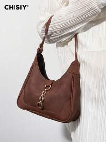CHISIY Handgemaakte vintage verfijnde accessoires ketting halve maan tas unisex, ruime zakelijke dames forenzentas, modieuze minimalistische veelzijdige schoudertas voor studenten, geschikt voor werk, universiteit, winkelen, reizen, bruiloftsfeest, herfst/winter
