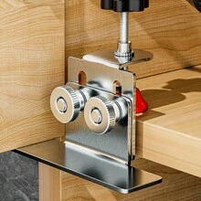 1pc Stainless Steel Adjustable Cabinet Door Installation Tool With Thick Star Knob Quick Locator Hardware Fixture For Precise Mount,Tools For Men - Silver - View 6