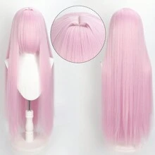 Karida Parrucca da cosplay lunga in fibra sintetica con frangia, parrucca da cosplay universale per capelli lisci a strati, resistente al calore, ad alta densità, aspetto naturale, 35 pollici/90 cm, parrucca sintetica extra lunga per donne, parrucche da cosplay artificiali per feste, Ognissanti, Natale, verde, arancione, rosa, blu, nero
