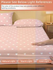 1件柔软舒适的床垫保护套，情人节礼物，卡通爱心和几何图案床单套装，可爱爱心设计床上用品套装，家居装饰，适用于单人床、双人床、大号床、特大号床，床上用品礼品，通过Oeko-Tex认证