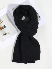 1pc Men's Casual Fashionable Solid Striped Textured Simple Warm Knitted Scarf, Suitable For School, Daily Wear, Street, Versatile Matching - A - View 6