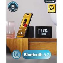 Bedside Clock Radio With Bluetooth | 15W Wireless Charging USB Port | DAB+ FM | Loud Dual Alarm Sleep Snooze Function | Large Dimmable Backlit LCD Display - Black1 - View 2