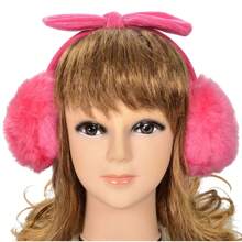 Women's Faux Fur Fleece Ear Muffs Winter Fleece Bow Valentines - Watermelon - 查看 6