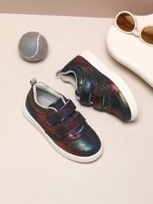 1 Pair Unisex PU Ombre Gradient Colors Fashion Low-Top Skate Shoes, Comfortable Casual Children/Infant Outdoor Waterproof Non-Slip Soft Sole Shoes, Suitable For Kids, Toddlers, All Seasons - Black - View 5