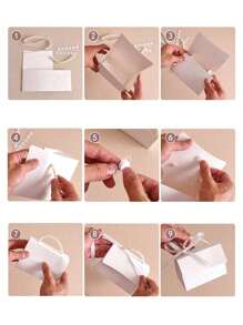 10pcs/2pcs-Faux Pearl Decorated Gift Bag, Simple Packaging Bag For Party, Pearl Handle Decorative Paper Gift Box, Exquisite Pure White Gift Packaging Box For Valentine's Day Wedding Gift, Letterpress Printing Flower Candy Box Mini Packaging Bag Paper Box Gift Set Box Small Gift Bags Wedding Favors Party Decoration