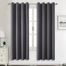1 Paneel / 2 Paneele / Mehrere Größenoptionen, Premium-Gardine mit dreifacher Gewebekonstruktion, schwer verdunkelnd und wärmeisolierend, mit Ösen an der Oberseite, geeignet für Schlafzimmer, Wohnzimmer, Esszimmer, Küche, blockiert Licht und bietet Privatsphäre - Dunkelgrau - Übersicht 14