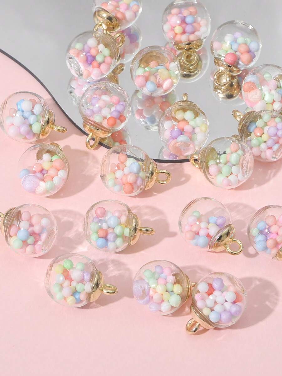 10/20 件 15x21 毫米透明玻璃球吊坠，彩色珠子吊坠，DIY 手工珠宝耳环项链吊坠钥匙扣配件 - 混彩色 - 查看 1