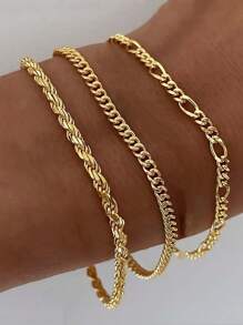 3 pièces/Lot Simple Bohème Délicat Bracelet de Cheville Multicouche Pour Femmes Chaîne de Cheville Couleur Or Bracelets sur la Jambe Bijoux Cheville Femmes - Bracelet de cheville - Voir 2