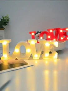 1pc 10 LED Battery Powered LOVE Shaped Decorative Night Light, Suitable For Indoor Desk, Valentine's Day Proposal, Wedding Anniversary Gift
