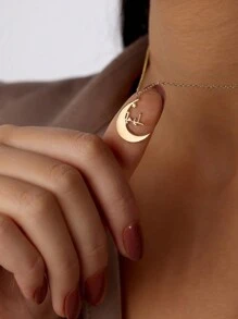 TRACEE Crescent And Arabic Name Necklace, Customized Arabic Name Necklace, Islamic Jewelry, Nameplate Arabic Necklace, Gift For Her 18K Gold Stainless Steel Jewelry