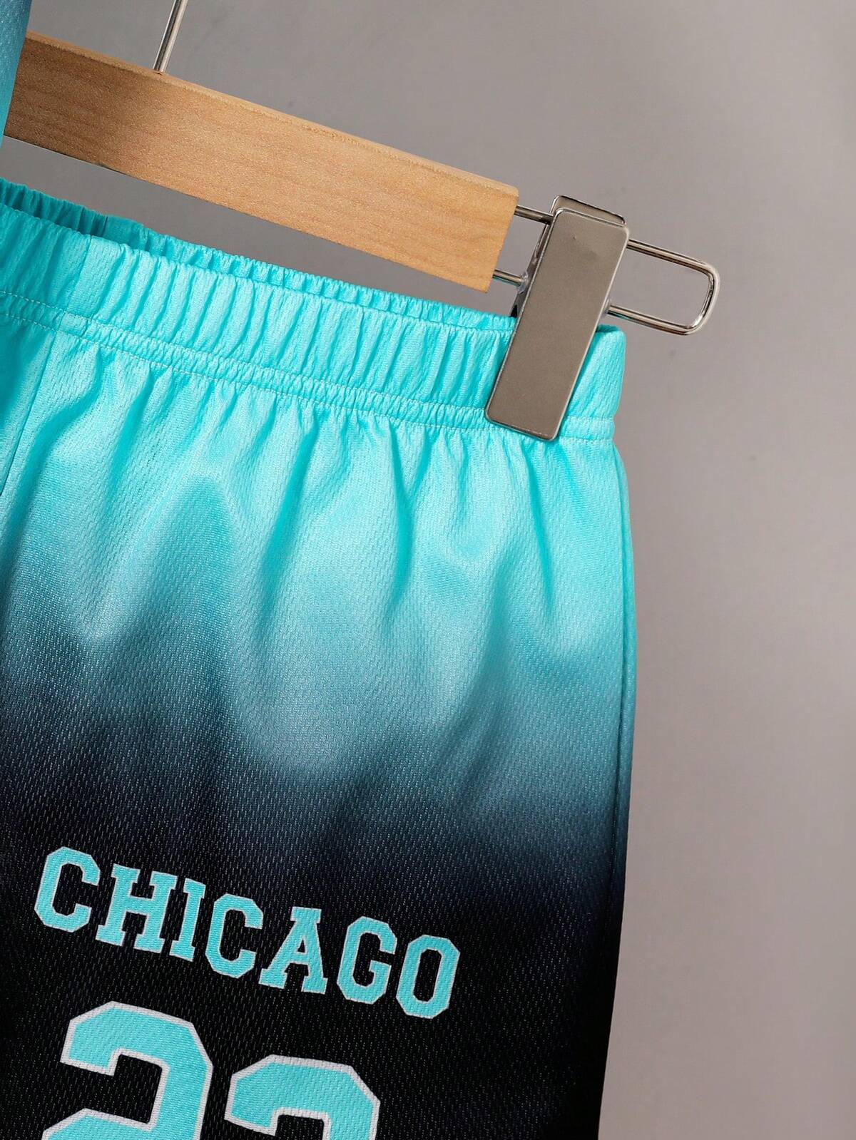 2 pièces/Set Tenue de sport décontractée pour pré-adolescents, Top respirant et séchage rapide avec impression de lettre et de numéro "Chicago" et short de couleur unie, printemps/été 9