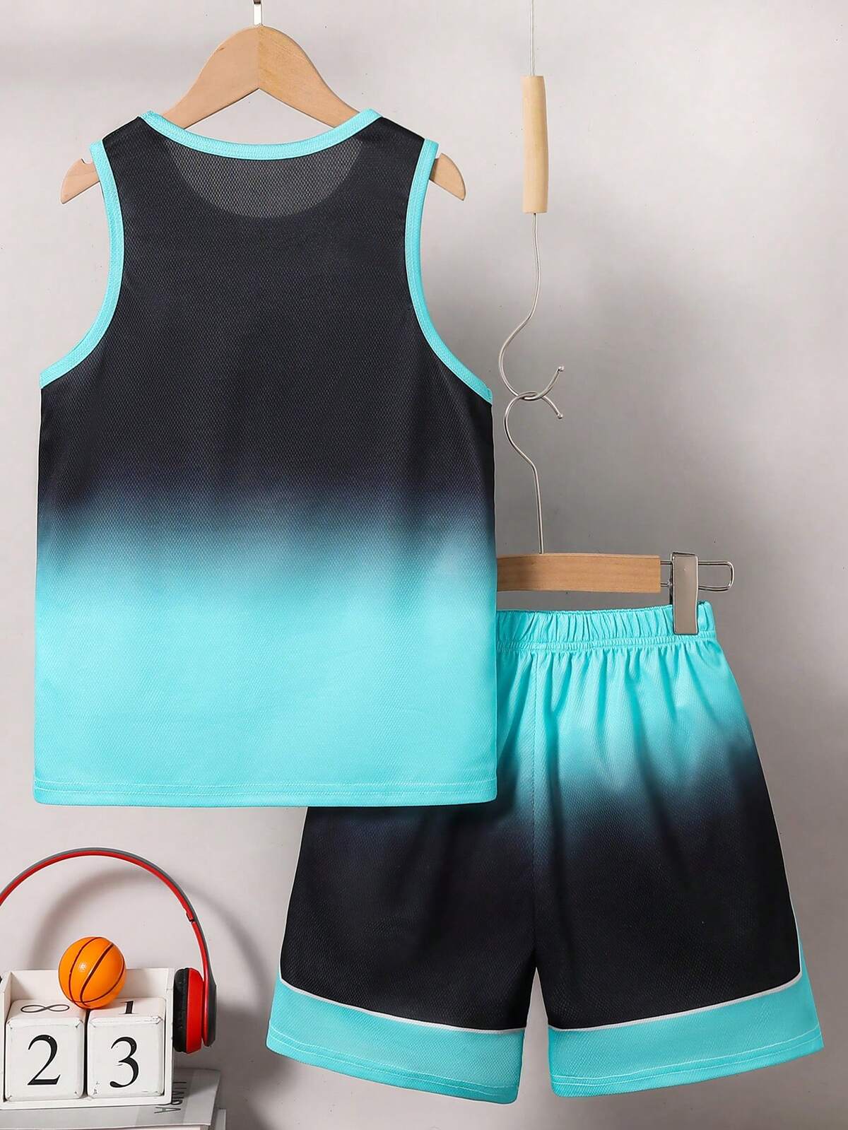 2 pièces/Set Tenue de sport décontractée pour pré-adolescents, Top respirant et séchage rapide avec impression de lettre et de numéro "Chicago" et short de couleur unie, printemps/été 6