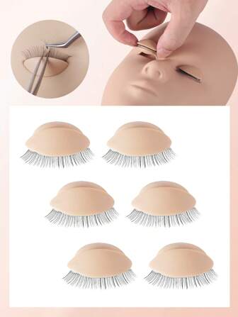 3 Pairs Replaceable Realistic Silicone Eyelid Model With Single Layer Lashes, For Eyelash Extension Training, Fit For Mannequin Head