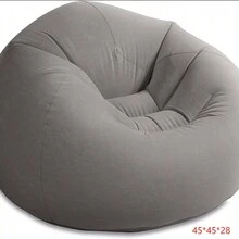 Beanless Bag Inflatable Lounge Chair: Corduroy Textured Flocking – Durable Vinyl – Folds Compactly – 220lb Weight Capacity – 45" X 45" X 28" - 黑色 - 查看 10