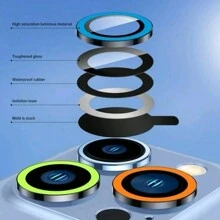 Bộ 3 miếng dán bảo vệ ống kính camera với vòng kim loại đính đá lấp lánh và lớp màng chống trầy xước độ cứng 9H, phụ kiện thời trang, ốp bảo vệ cá nhân hóa, quà tặng sinh nhật, gia đình, bạn bè, pha lê lấp lánh, miếng dán bảo vệ ống kính, phụ kiện điện thoại, chống nước, chống sốc, chống rơi, bảo vệ toàn diện. - Quả xanh phát sáng - Xem 4