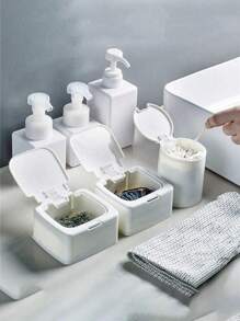 Desktop Small Item Storage Box Push-Type Drawer Storage Box Cleaning Swab Dental Floss Cosmetic Sundries Classification Box - White - View 2