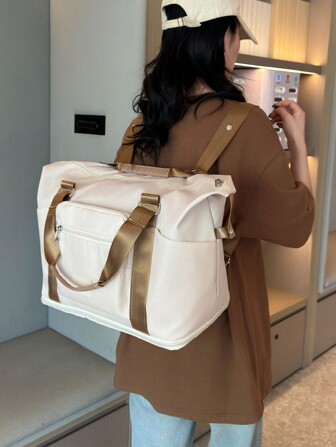 Foldable Travel Luggage Bag, Backpack, Large Capacity Storage Bag, Maternity Hospital Bag, Student Dormitory Luggage Bag, Wet And Dry Separation Bag, Overnight Bag, Gym Bag, Unisex For Travel, Fitness, Swimming, Dorm Toiletry Bag Wash Bag Toiletry Travel Bag Makeup Storage Beach Beach Bag Vacation Holiday Essentials School Supplies Travel Essentials Ladies For College Dorm Bathroom Bag For School School Accessories School Stuff