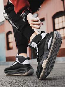 New 2025 High Top Sports Shoes For Men, Waterproof Anti-Skid Thick Sole Chunky Sneakers For Outdoor, Youth, Casual & Running, All Season - Black - View 5