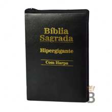 Biblia Letra Hipergigante - Zíper  - Preta - C/ Harpa - Livro único - Visão 1
