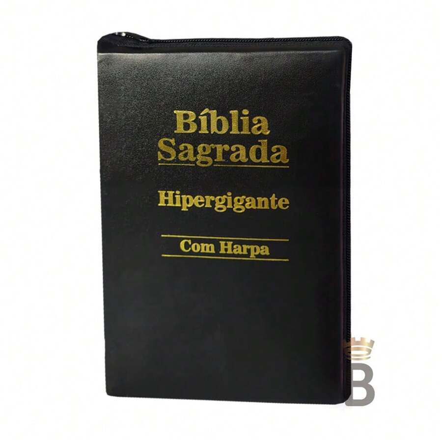 Biblia Letra Hipergigante - Zíper  - Preta - C/ Harpa - Livro único - Visão 1