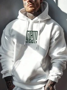 Minimalist Men Hooded Sweatshirt | The Perfect Combination Of Fresh And Simple - White - View 4