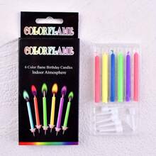 6/12 件彩色火焰蜡烛，生日蛋糕装饰插件创意彩虹幼苗蜡烛派对装饰，甜点桌装扮用品，烘焙装饰用品，派对装饰用品礼物毕业，婚礼 - 彩色 - 查看 3