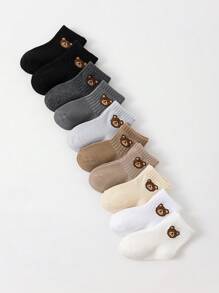 10 Pairs Of Baby Cute Bear Pattern Socks Toddler Soft Unisex Socks