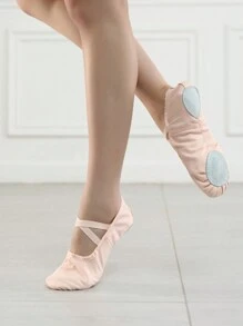 系带芭蕾舞鞋，女士室内软底芭蕾舞鞋，室内瑜伽鞋，练习鞋，平底鞋 - 粉色 - 查看 4